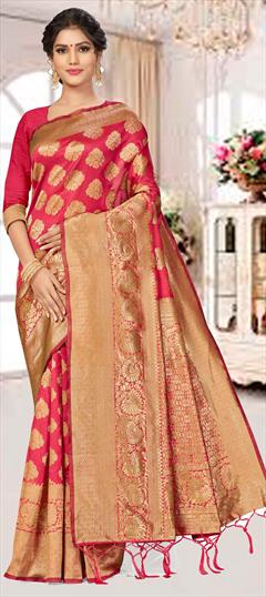 Casual, Traditional Pink and Majenta color Saree in Art Silk, Silk fabric with South Weaving work : 1648842