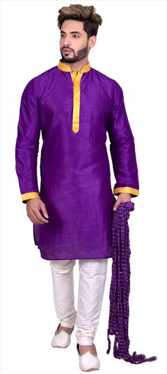 Purple and Violet color Kurta Pyjamas in Art Silk fabric with Thread work : 1649871