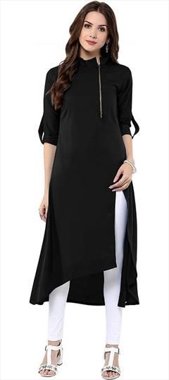 Party Wear Black and Grey color Tunic with Bottom in Rayon fabric with Thread work : 1650798