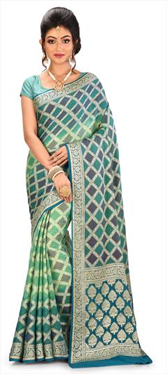 Traditional, Wedding Multicolor color Saree in Banarasi Silk, Silk fabric with South Weaving work : 1651306