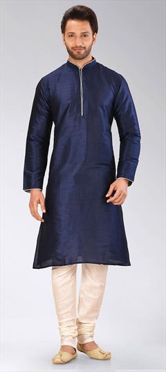 Blue color Kurta Pyjamas in Art Dupion Silk fabric with Thread work : 1652696