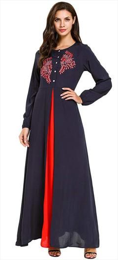 Festive, Party Wear Blue color Tunic with Bottom in Rayon fabric with Embroidered, Resham, Thread work : 1653114