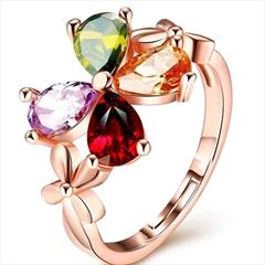Multicolor color Ring in Metal Alloy studded with CZ Diamond & Gold Rodium Polish : 1656972