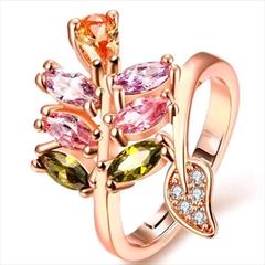 Multicolor color Ring in Metal Alloy studded with CZ Diamond & Gold Rodium Polish : 1656975