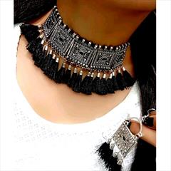 Black and Grey color Necklace in Metal Alloy studded with Artificial & Silver Rodium Polish : 1657014