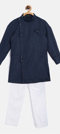 Casual Blue color Boys Kurta Pyjama in Cotton fabric with Broches, Thread work : 1658061