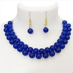 Blue color Necklace in Metal Alloy studded with Pearl & Enamel : 1659362