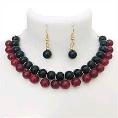 Black and Grey, Red and Maroon color Necklace in Metal Alloy studded with Pearl & Enamel : 1659363