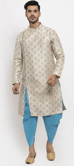 Beige and Brown color Dhoti Kurta in Brocade fabric with Thread work : 1660215