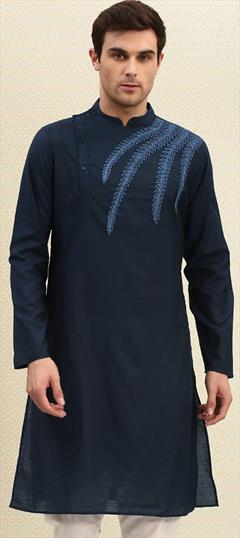 Blue color Kurta in Cotton fabric with Thread work : 1660569