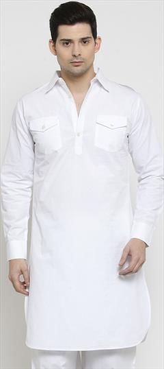 White and Off White color Kurta in Cotton fabric with Thread work : 1660574