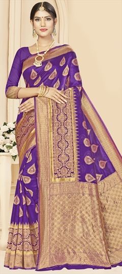 Traditional Purple and Violet color Saree in Art Silk fabric with South Weaving work : 1662316