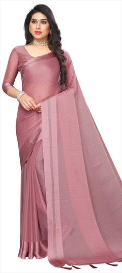 Party Wear, Reception Pink and Majenta color Saree in Chiffon fabric with Classic Stone work : 1666227