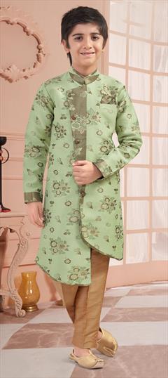 Green color Boys Kurta Pyjama in Jacquard fabric with Weaving work : 1668305