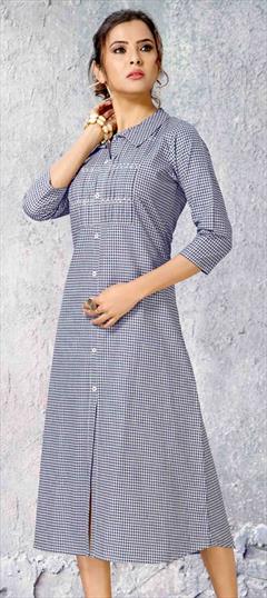 Casual Multicolor color Kurti in Cotton fabric with A Line, Long Sleeve Printed work : 1668676