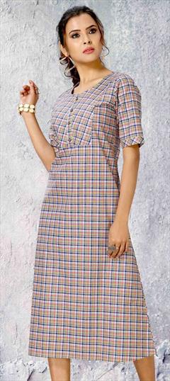 Casual Multicolor color Kurti in Cotton fabric with A Line, Short Printed work : 1668682