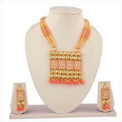 Pink and Majenta color Pendant in Copper studded with Kundan & Gold Rodium Polish : 1669527