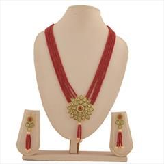 Red and Maroon color Pendant in Copper studded with Kundan & Gold Rodium Polish : 1669541