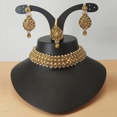 Black and Grey color Necklace in Brass, Copper, Metal Alloy studded with CZ Diamond & Gold Rodium Polish : 1669793