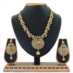 Beige and Brown color Necklace in Copper, Metal Alloy studded with CZ Diamond & Gold Rodium Polish : 1670007