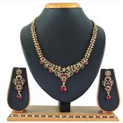 Multicolor color Necklace in Copper, Metal Alloy studded with CZ Diamond & Gold Rodium Polish : 1670024