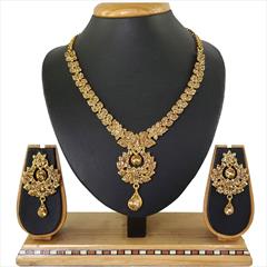 Gold color Necklace in Copper, Metal Alloy studded with CZ Diamond & Gold Rodium Polish : 1670260