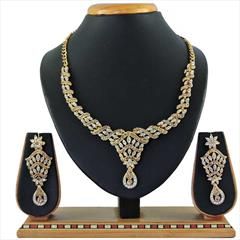 Gold, White and Off White color Necklace in Copper, Metal Alloy studded with CZ Diamond & Gold Rodium Polish : 1670786