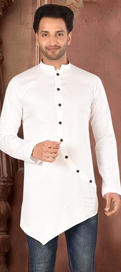 White and Off White color Kurta in Cotton fabric with Thread work : 1671402