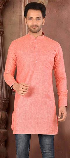 Pink and Majenta color Kurta in Linen fabric with Thread work : 1671403