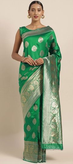 Traditional Green color Saree in Art Silk, Silk fabric with South Weaving work : 1671487