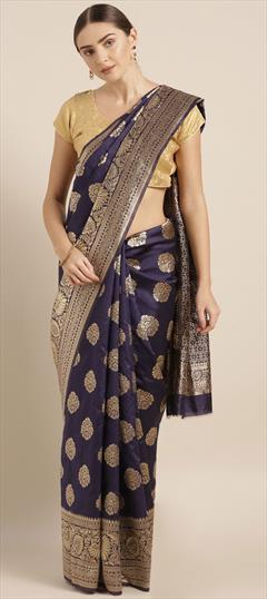 Traditional Blue color Saree in Art Silk, Silk fabric with South Weaving work : 1671490