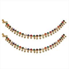 Multicolor color Anklet in Brass, Copper studded with Kundan & Gold Rodium Polish : 1671789