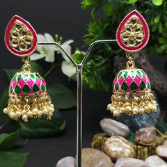 Multicolor color Earrings in Metal Alloy studded with Pearl & Gold Rodium Polish : 1672206