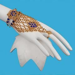 Blue color Haath Paan in Metal Alloy studded with CZ Diamond & Gold Rodium Polish : 1672284