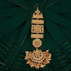 Beige and Brown color Mang Tikka in Copper studded with Kundan & Gold Rodium Polish : 1672547