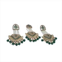 Green color Earrings in Brass studded with Pearl & Gold Rodium Polish : 1672645