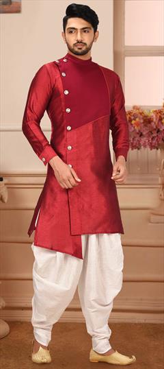 Red and Maroon color IndoWestern Dress in Art Silk fabric with Thread work : 1673009