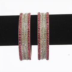 Pink and Majenta color Bangles in Brass studded with CZ Diamond & Gold Rodium Polish : 1674589