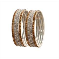 Gold color Bangles in Brass studded with CZ Diamond & Gold Rodium Polish : 1674592