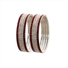 Red and Maroon color Bangles in Brass studded with CZ Diamond & Gold Rodium Polish : 1674594