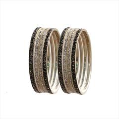 Black and Grey color Bangles in Brass studded with CZ Diamond & Gold Rodium Polish : 1674596