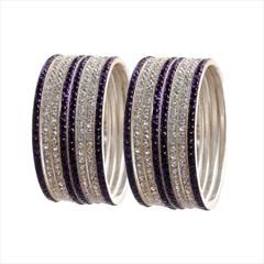 Purple and Violet color Bangles in Brass studded with CZ Diamond & Gold Rodium Polish : 1674599