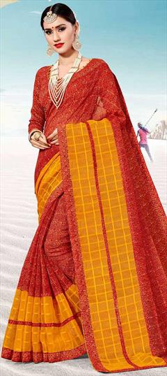 Casual, Traditional Red and Maroon color Saree in Art Silk, Silk fabric with South Printed work : 1679307