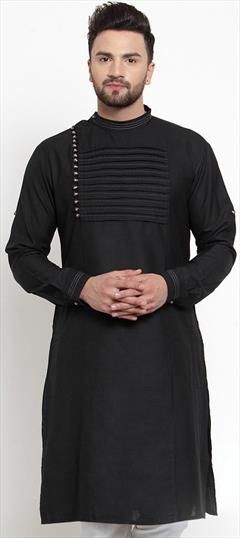 Black and Grey color Kurta in Cotton fabric with Sequence work : 1680407