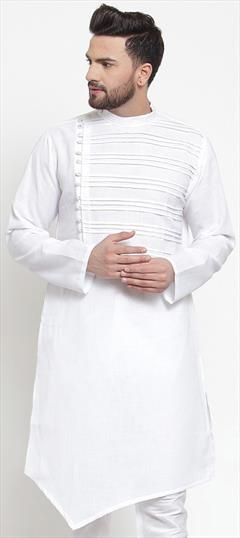 White and Off White color Kurta in Cotton fabric with Pleats work : 1680420