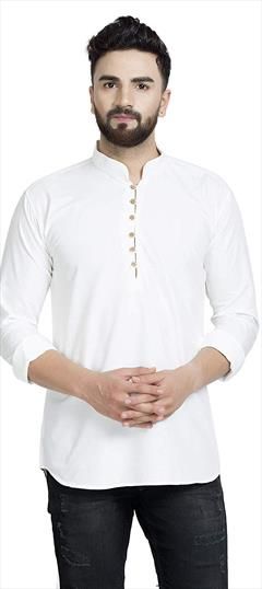 White and Off White color Kurta in Cotton fabric with Thread work : 1681327