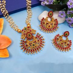 Multicolor color Necklace in Metal Alloy studded with CZ Diamond, Pearl & Gold Rodium Polish : 1682461