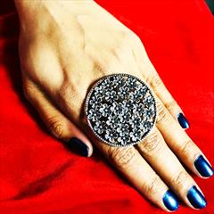 Silver color Ring in Brass studded with Artificial & Silver Rodium Polish : 1682749