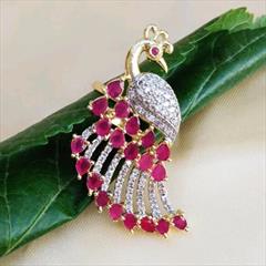 Pink and Majenta color Ring in Brass studded with CZ Diamond & Silver Rodium Polish : 1682759