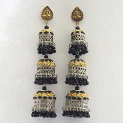Black and Grey color Earrings in Metal Alloy studded with Artificial & Silver Rodium Polish : 1682881